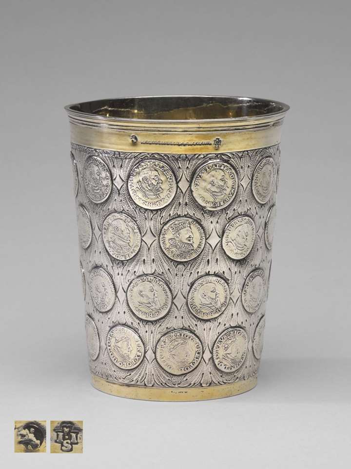 Very Fine Silver Parcel Gilt German Coin Beaker